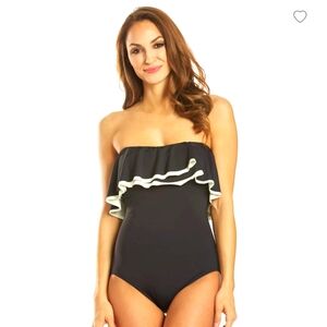 Contours by Coco Reef - 1 piece bathing suit in Black & White, Sz 12, 36D